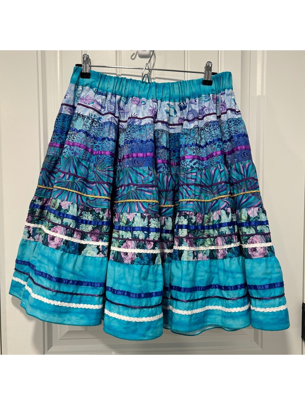 Mondiki Tiered Floral square dancing skirt vintage festival wear